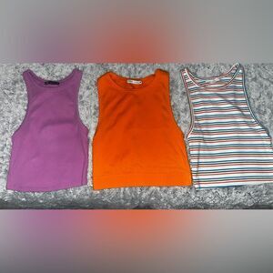Bundle of Zara Crop Tops Multicolor, Orange and Purple Size Small